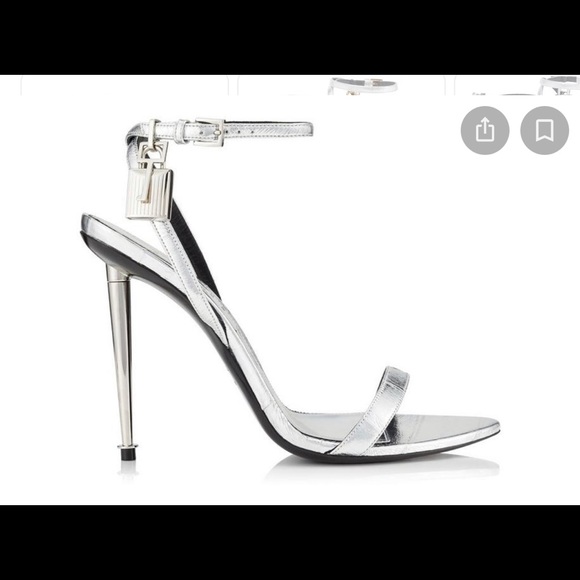 Tom Ford LAMINATED NAPPA PADLOCK POINTY NAKED SANDAL 85 MM - Picture 9 of 9